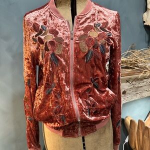 Crushed Velvet Bomber Jacket Size S
